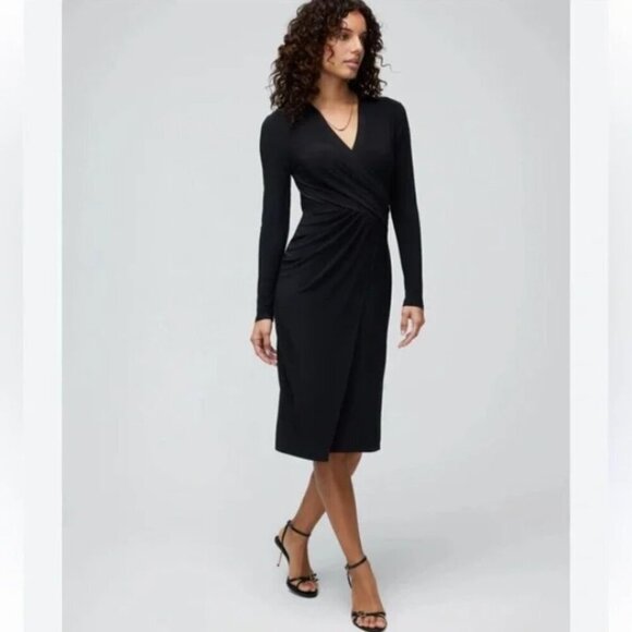 BAILEY 44 by Anthropologie Faux Wrap Rayon/Spandex Midnight/Navy Midi Dress S - Picture 3 of 9